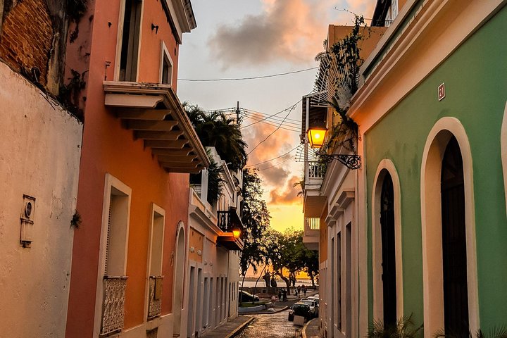 Colorful plates of Puerto Rican food on a walking tour through Old San Juan